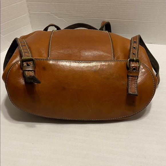 Patricia Nash Tan Brown Leather Large Back Pack With Pocket Drawstring - Picture 11 of 16